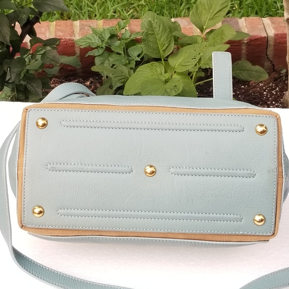 Yves SAINT LAURENT Muse Small Calfskin Canvas Two toneBlue Glacier Beige  Bag - Picture 12 of 16